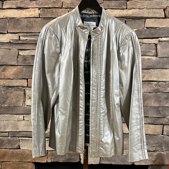 Bradley Bayou Women's Metallic Leather Jacket - Picture 1 of 8
